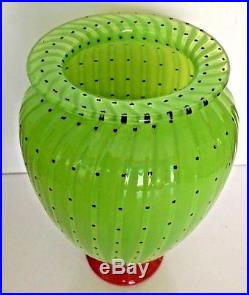 Lrg Transjo Hytta Sweden 9 Art Glass Vase vintage Kosta Boda masters chartreuse