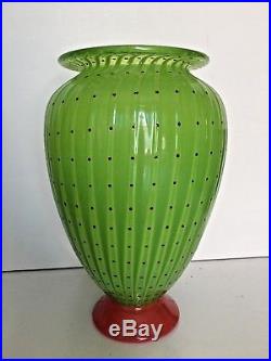 Lrg Transjo Hytta Sweden 9 Art Glass Vase vintage Kosta Boda masters chartreuse