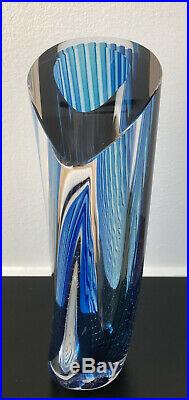 Magnificent Blue GORAN WARFF KOSTA BODA SWEDEN Signed Saraband Glass Vase