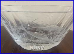 Magnificient Rare Lars Kjellander Kosta Boda Fish Etched Crystal Bowl/ Vase