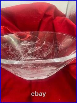 Magnificient Rare Lars Kjellander Kosta Boda Fish Etched Crystal Bowl/ Vase