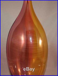 Mid-Century Modern Kosta Boda Artist Signed Swedish Art Glass Tri-Color Vase