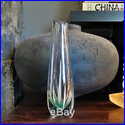 Mid Century Signed Vicke Lindstrand Unica Glass Vase HEAVY Kosta Boda