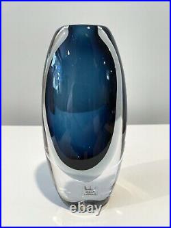 Mid-Century Sommerso Glass Vase by Vicke Lindstrand for Kosta Boda 1950s Signed