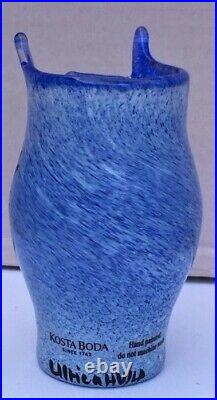 Miniature Kosta Boda Blue Open Minds Vase Numbered Signed Ulrica Hydman-Vallien