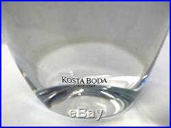 Modern Art Glass Kosta Boda Goran Warff 49809 Blue Clear Flower Vase