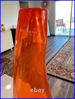 Monica Backstrom Orange Kosta boda Sweden Moonlanding Vase Signed 2000-2002