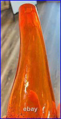 Monica Backstrom Orange Kosta boda Sweden Moonlanding Vase Signed 2000-2002