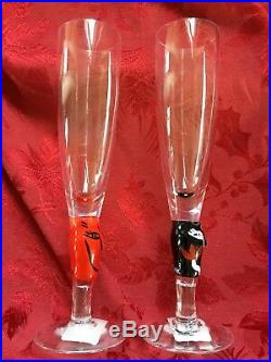 NEW FLAWLESS Exquisite KOSTA BODA 2 Crystal OPEN MINDS Champagne GLASSES FLUTES