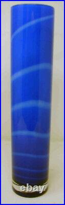 New In Box KOSTA BODA Anna Ehrner Samoa Blue Twist Cobalt Blue 13.5 Tall Vase