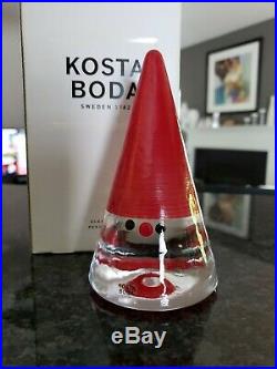 New WoW Kosta Boda Sweden Santa Noel Figurine Paperweight Anna Ehrner Red Clear