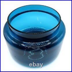 Nice MID Century Teal Blue Bertil Vallien For Kosta Boda Covered Glass Jar