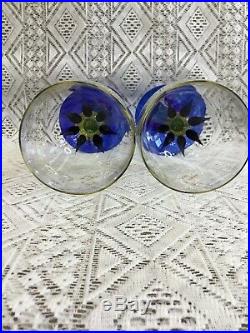 One Pair (2) Kosta Boda Signed & Numbered Ken Done Palm Tree Wine Glasses #24206