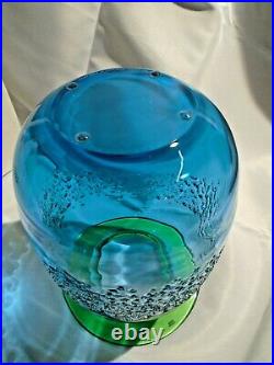 Orrefors Kosta Boda Aurora Vase, Blue and Green, Medium Signed Spectacular