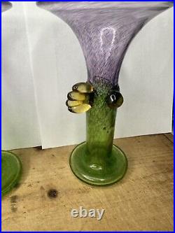 PAIR Kosta Boda 7 Windpipe Vase Bertil Vallien Trumpet Glass Wind Pipe 48176