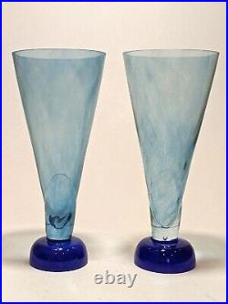 Pair Kosta Boda Blue Vases, Backstrom Margarita Series, LE 1500 #320228908