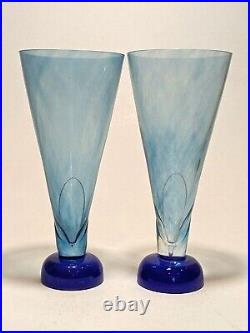 Pair Kosta Boda Blue Vases, Backstrom Margarita Series, LE 1500 #320228908