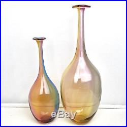 Pair of 2 Kosta Boda FIDJI Vase 14 & 11 by Kjell Engmann 48839 48838 Art Glass