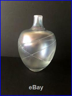 Pair of Art Glass Bertil Vallien Kosta Boda Iridescent Vases Sweden1960s