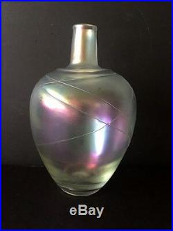 Pair of Art Glass Bertil Vallien Kosta Boda Iridescent Vases Sweden1960s