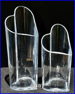 Pair of Signed Kosta Boda Heart Vases 23cm/18cm by K ENGMAN 48723/48724