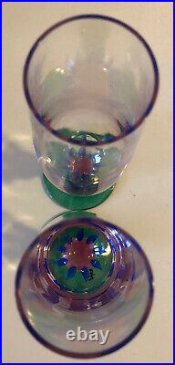Palm Tree Ken Done KOSTA BODA Sweden Hand Painted Crystal Champagne Glass set