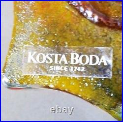 Paperweight Kosta Boda Art Glass Signed Kjell ENGMAN Face Original Tag MCM