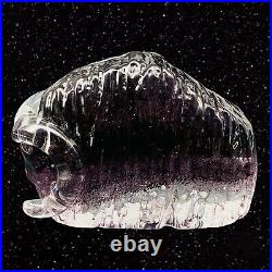Paul Hoff Wwf Crystal Sculpture Buffalo Kosta Boda Svenskt Glas 2.5t 4w