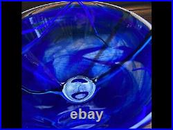 Pretty Kosta Boda Blue Glass Bowl designed by Anna Ehrner with original sticker