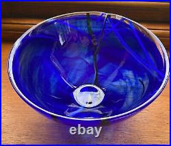 Pretty Kosta Boda Blue Glass Bowl designed by Anna Ehrner with original sticker