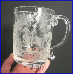 RARE KOSTA BODA Signed LINDSTRAND Engraved DALECARLIA Cut Crystal Art Glass Mug