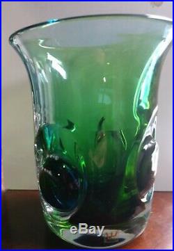 RARE Kost Sweden 1960's Ann & Goran Warff signed & numbered Art Glass Vase HEAVY