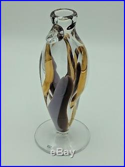 RARE Kosta Boda Bird Vase Czech Glass Hand Painted & Signed U. HYDMAN-VALLIEN