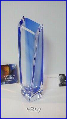 RARE Kosta Boda Signed Goran Warff Heavy SAILS Vase Clear/Blue ARTIST'S CHOICE