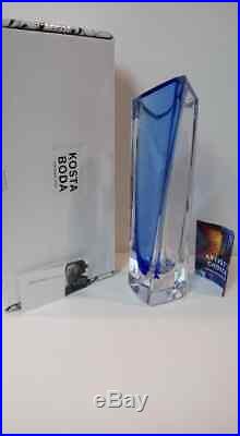 RARE Kosta Boda Signed Goran Warff (SAILS) Vase Clear/Blue ARTIST'S CHOICE (B)