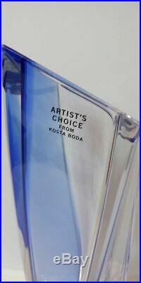 RARE Kosta Boda Signed Goran Warff (SAILS) Vase Clear/Blue ARTIST'S CHOICE (B)