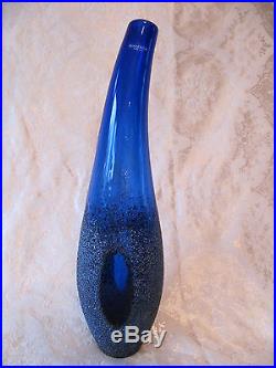 RARE Moonlanding Kosta Boda Monica Backstrom BLUE Art Glass Vase