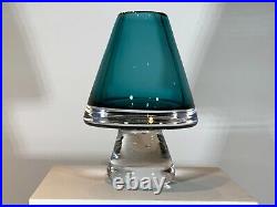RARE SIGNED VICKE LINSTRAND KOSTA BODACIOUS VASE CONE SHAPED SOLID GLASS, 1950s