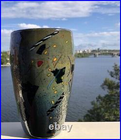 RARE Signed BERTIL VALLIEN KOSTA BODA Vase Atelier Polycrome Art Glass, H8-9
