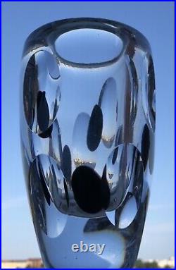 RARE Signed Solid VICKE LINDSTRAND KOSTA BODA Vase Abstract Glass, H 6, 1950's