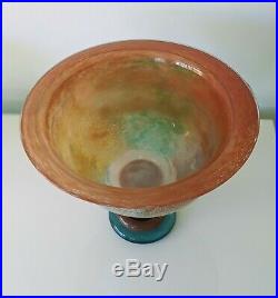 RARE Vintage Kosta Boda signed KJELL ENGMAN CanCan art glass footed bowl