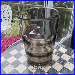 Rare 10 Scandinavian Kosta Boda Smoke Grey Optic Ribbed Glass Vase Elis Bergh