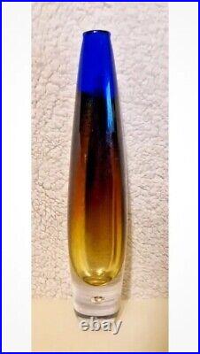 Rare 14 Vicke Lindstrand Kosta Boda Sweden Torpedo Bubble Art Glass Vase Signed