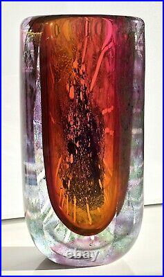 Rare Colorful GORAN WARFF KOSTA BODA Vase Mid-Century Red, Cerise Glass, H7 1/2