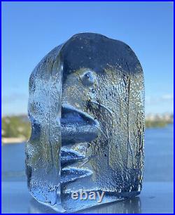 Rare ERIK HOGLUND KOSTA BODA Sculpture Head Face Art Glass Signed, 1960, H3-4