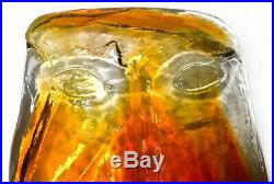 Rare Erik Hoglund Sweden Mid-20th C Vint Kosta Boda 1960's Slab Art Glass Face