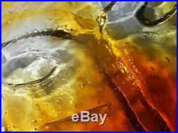Rare Erik Hoglund Sweden Mid-20th C Vint Kosta Boda 1960's Slab Art Glass Face