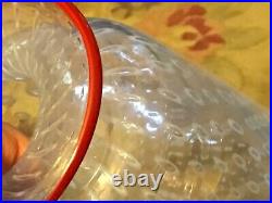 Rare Kosta Boda 8 Vase White Red Rim Controlled Bubble Vallien Signed Swedish