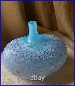 Rare Vintage Bertil Vallien Kosta Boda Super Egg Swedish Art Glass Bottle Vase