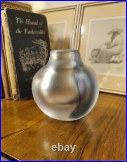Rare Vintage Kosta Boda Signed Warff Acid Etched Frosted Art Glass Bud Vase